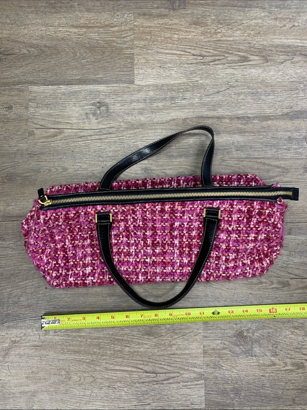 Hard to find vintage kate spade Pink Tweed Shoulder Bag with Black Handles